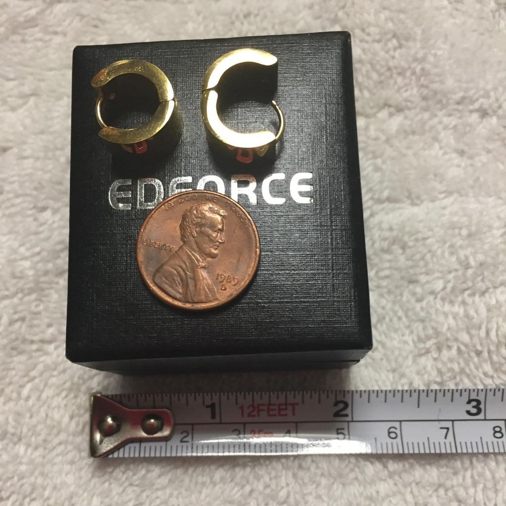 Edforce Stainless Steel Gold Hoop Earrings - Picture 6 of 16